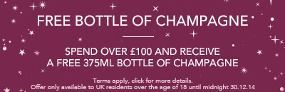 Free Champagne when you spend over £100